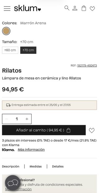 Lámpara de mesa Sklum cerámica y lino