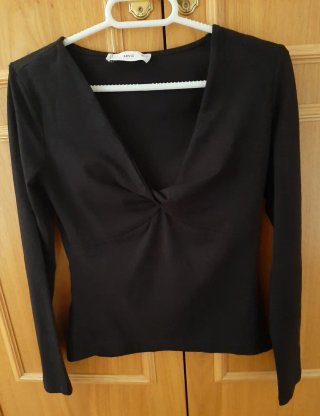 Camiseta Mango cuello pico algodón