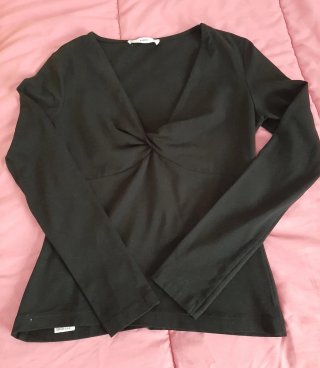 Camiseta Mango cuello pico algodón