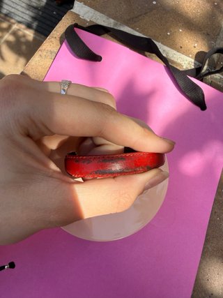Pulsera Tous Cuero Roja y Plata Osito