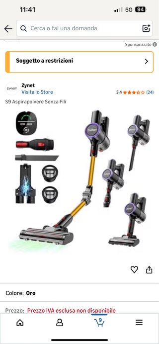 Aspirapolvere senza fili Zynet S9 Oro