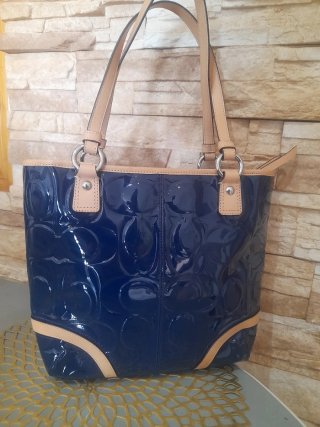 Bolso Coach Azul Charol Original