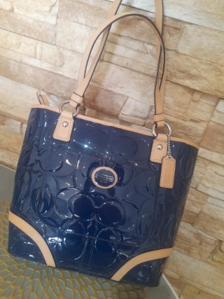 Bolso Coach Azul Charol Original