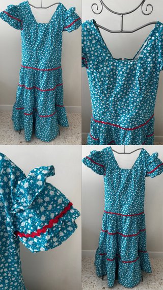 Bata Rociera Azul con Flores