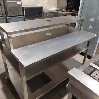 Mesa central profesional de acero inoxidable rueda