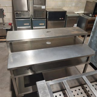 Mesa central profesional de acero inoxidable rueda
