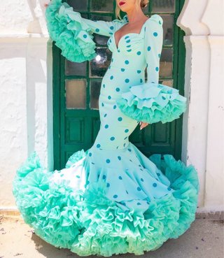 Traje de Flamenca Verde con Lunares