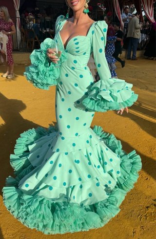 Traje de Flamenca Verde con Lunares