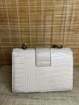 Borsa stile luxury effetto cocco panna con catena