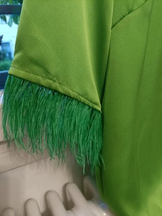Camicia verde brillante con piume