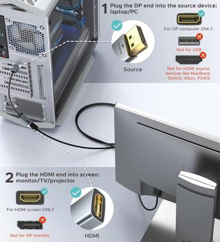 Adaptador DisplayPort a HDMI 4K compatible