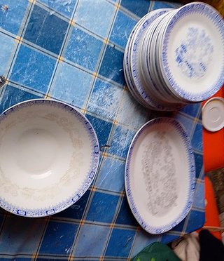 Set 20 Vajillas Pontesa Porcelana Azul y Blanco
