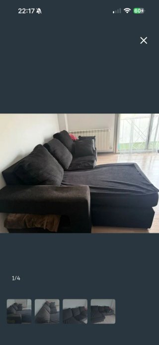 Sofá modular negro de tela