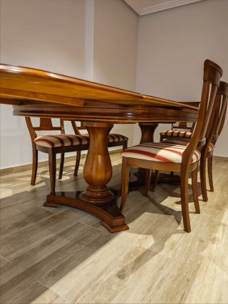 Mesa comedor extensible + 6 sillas madera