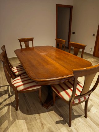 Mesa comedor extensible + 6 sillas madera
