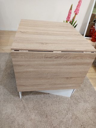 Mesa extensible consola madera y blanco