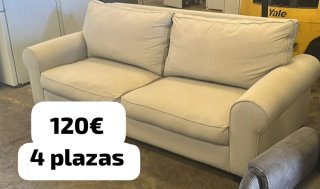 Sofá 4 plazas beige tela