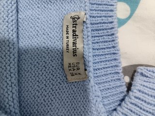 Top de punto azul talla única