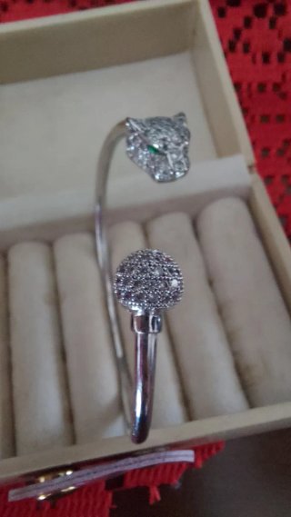 Bracciale Pantera Zirconi Argento Verde