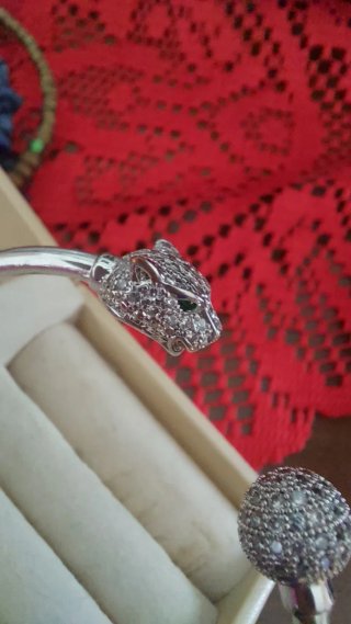 Bracciale Pantera Zirconi Argento Verde