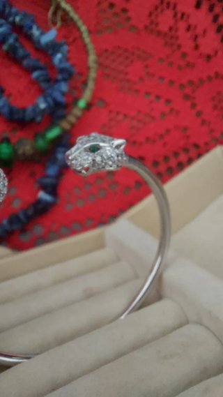 Bracciale Pantera Zirconi Argento Verde