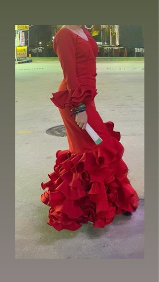 Traje de Gitana/Flamenca Rojo Talla Única