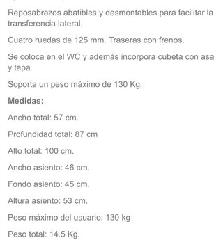 Silla geriátrica de ducha