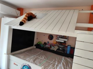 Cama litera infantil con diseño de tiburón
