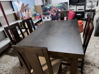 Mesa de Comedor Madera y Tela