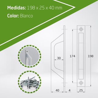 Manillón aluminio tirador puerta corredera blanco