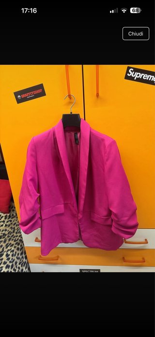 Blazer donna maniche arricciate fucsia