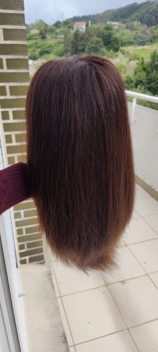 Peluca pelo natural mujer melena larga castaña
