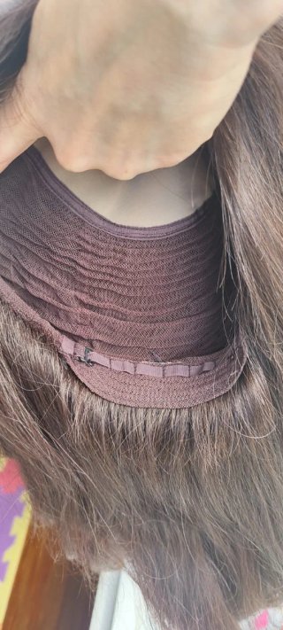 Peluca pelo natural mujer melena larga castaña