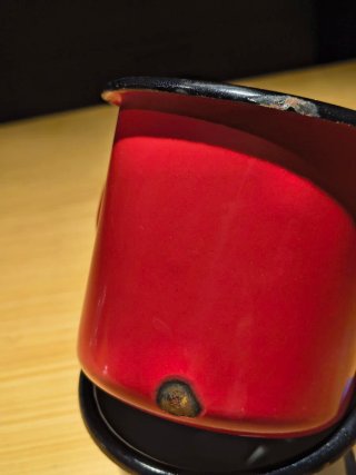 2 Tazze Caffè Smaltate Rosso e Azzurro