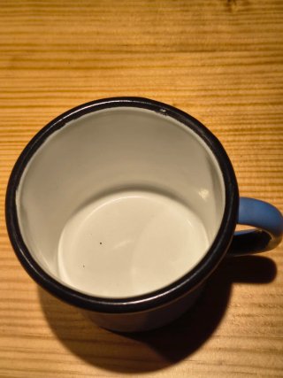 2 Tazze Caffè Smaltate Rosso e Azzurro