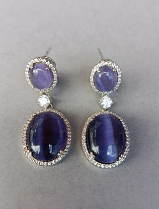 Pendientes Plata Morados con Circonitas
