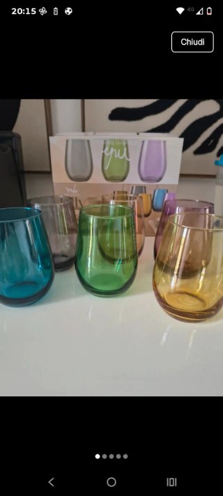 Set 6 Bicchieri Vetro Colorati