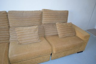 Sofá 2 plazas + cheslong beige/marrón