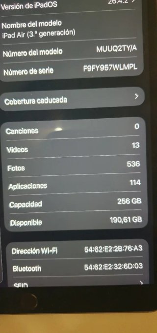 iPad Air 3 (3ª Gen) 256 GB Space Gray