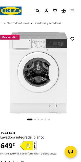 Lavadora Integrada IKEA TVÄTTAD Blanca 8kg