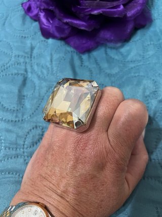 Anello cristallo champagne grande regolabile