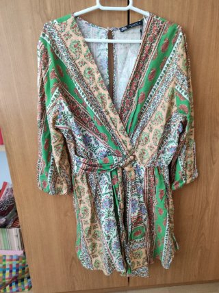 Mono Zara estampado verde y multicolor