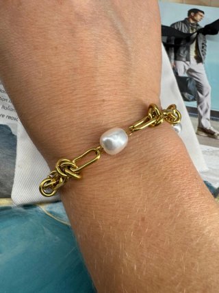 Pulsera acero inoxidable y baño de oro