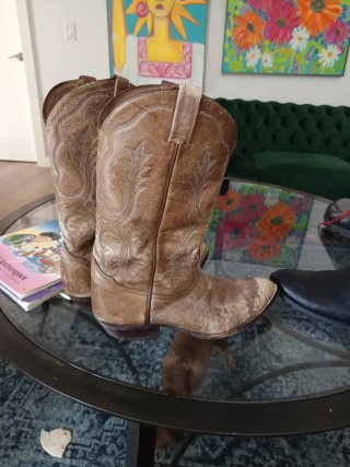 Botas de Cowboy Beige y Marrón