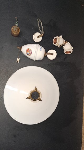 Lampadario Ceramica Anni '50 + Portalampada