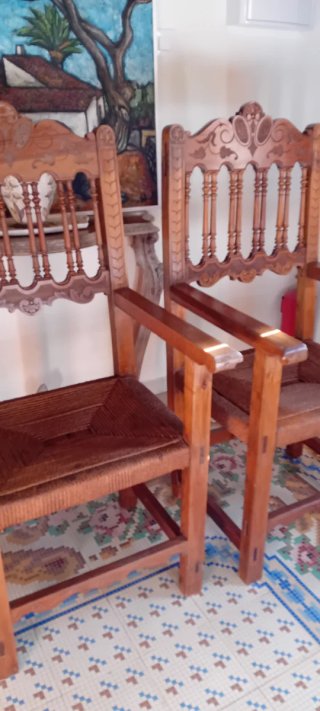 Sillones antiguos madera y cuerda 1906