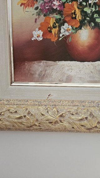 Cuadro Óleo Flores Doradas y Naranjas
