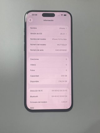 iPhone 15 Pro Max 256GB Negro Titanio