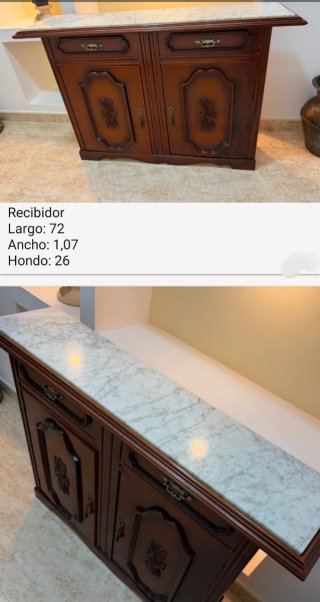 Mueble recibidor madera y mármol Urge