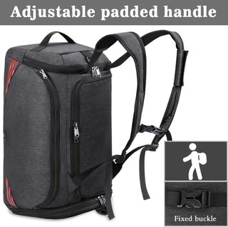 Bolsa Viaje Gym 65L Impermeable Gris Roja